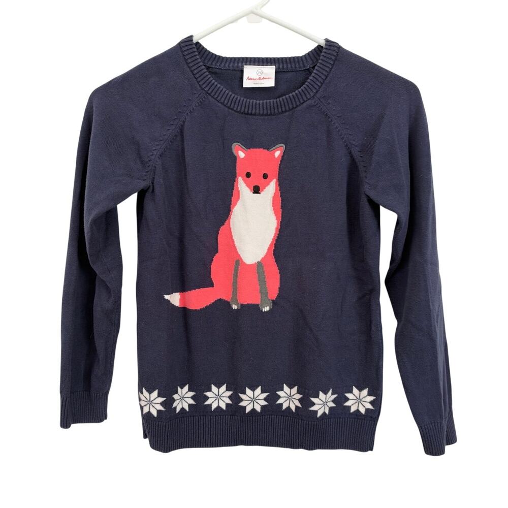 Hanna Andersson Fox Graphic Sweater - Size 140 / US 10 Navy Crewneck
